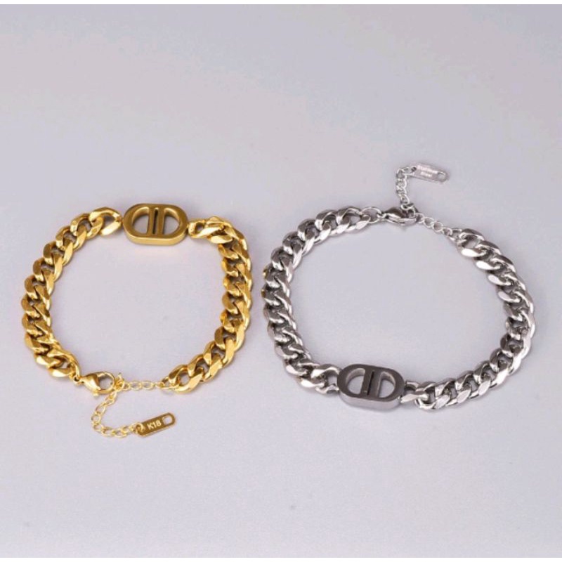 Kalung/Gelang Titanium Sisik Naga CD Gold/Silver anti karat