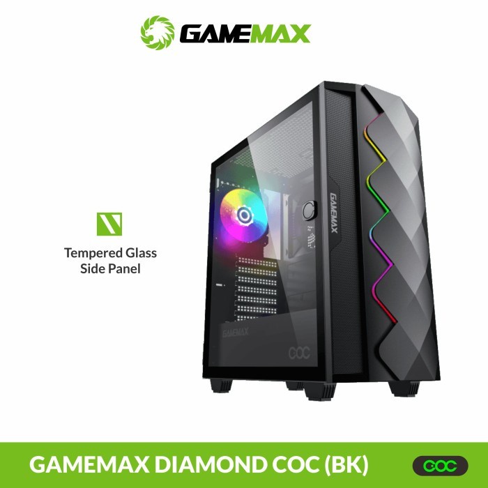 CASING GAMEMAX DIAMOND COC BLACK | PC Case with COC Turbo Fan