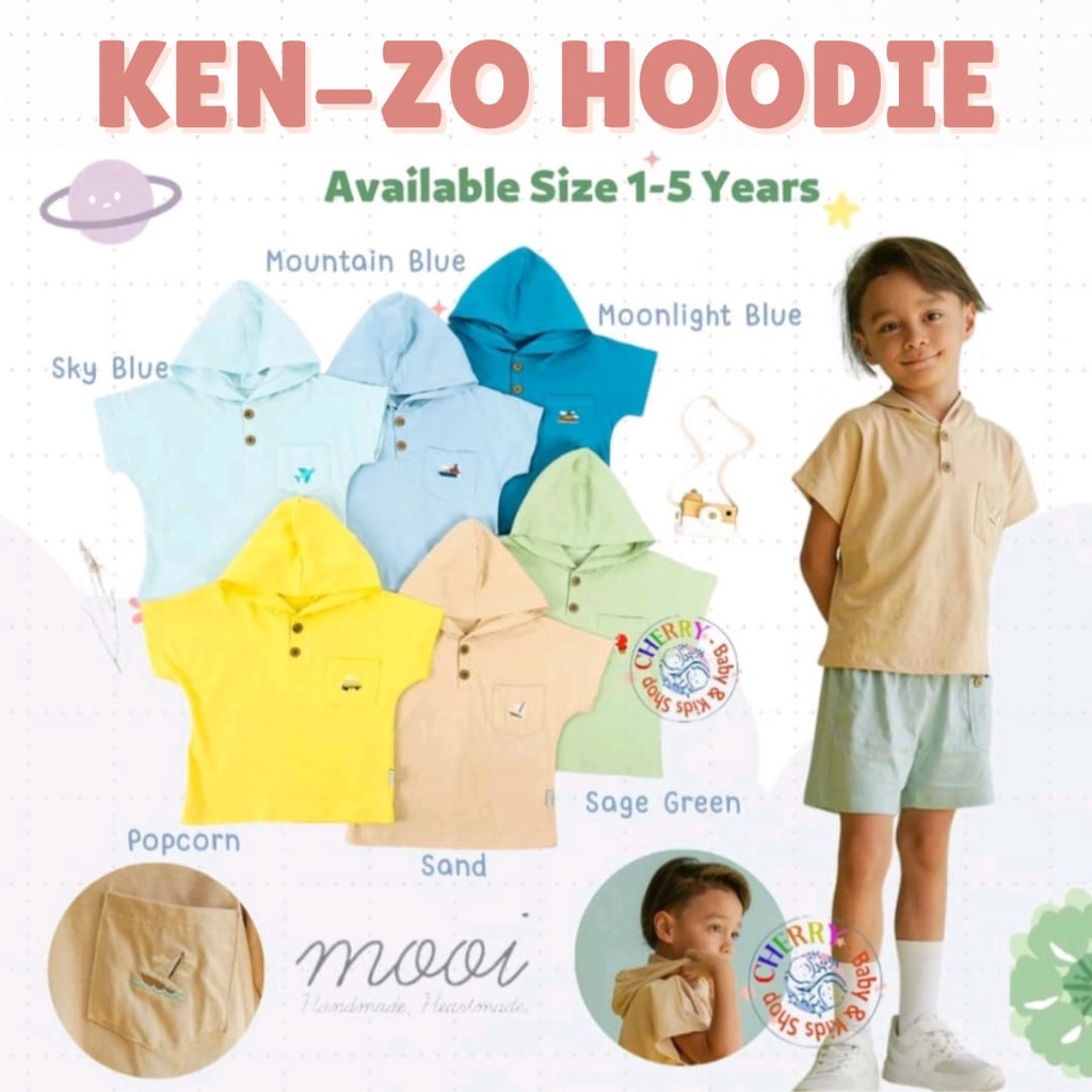 Mooi Ken-Zo Top 1-5 Tahun Atasan Hoodie Pendek Anak Unisex P10 CBKS