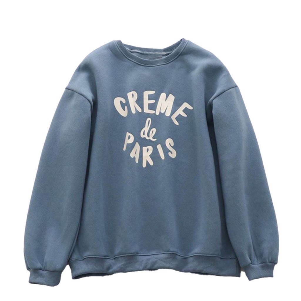 Sweaterpolos Basic Sweater CREME DE PARIS ( Sablon ) Unisex Pria &amp; Wanita