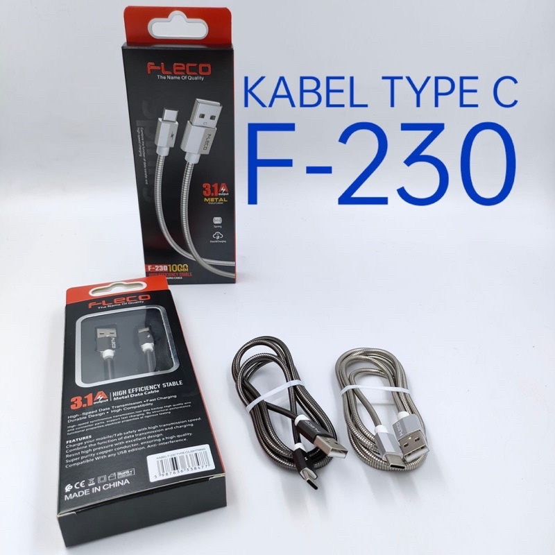 Kabel Data Fleco F230 Metal Micro Type C Fast Charger Promo Sen