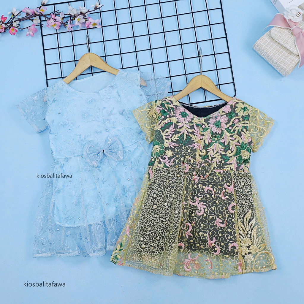 Dress Icha Brukat uk 1-2 Tahun / Dres Brokat Anak Perempuan Gaun Brukat Pesta Baju Import Baby Cewek