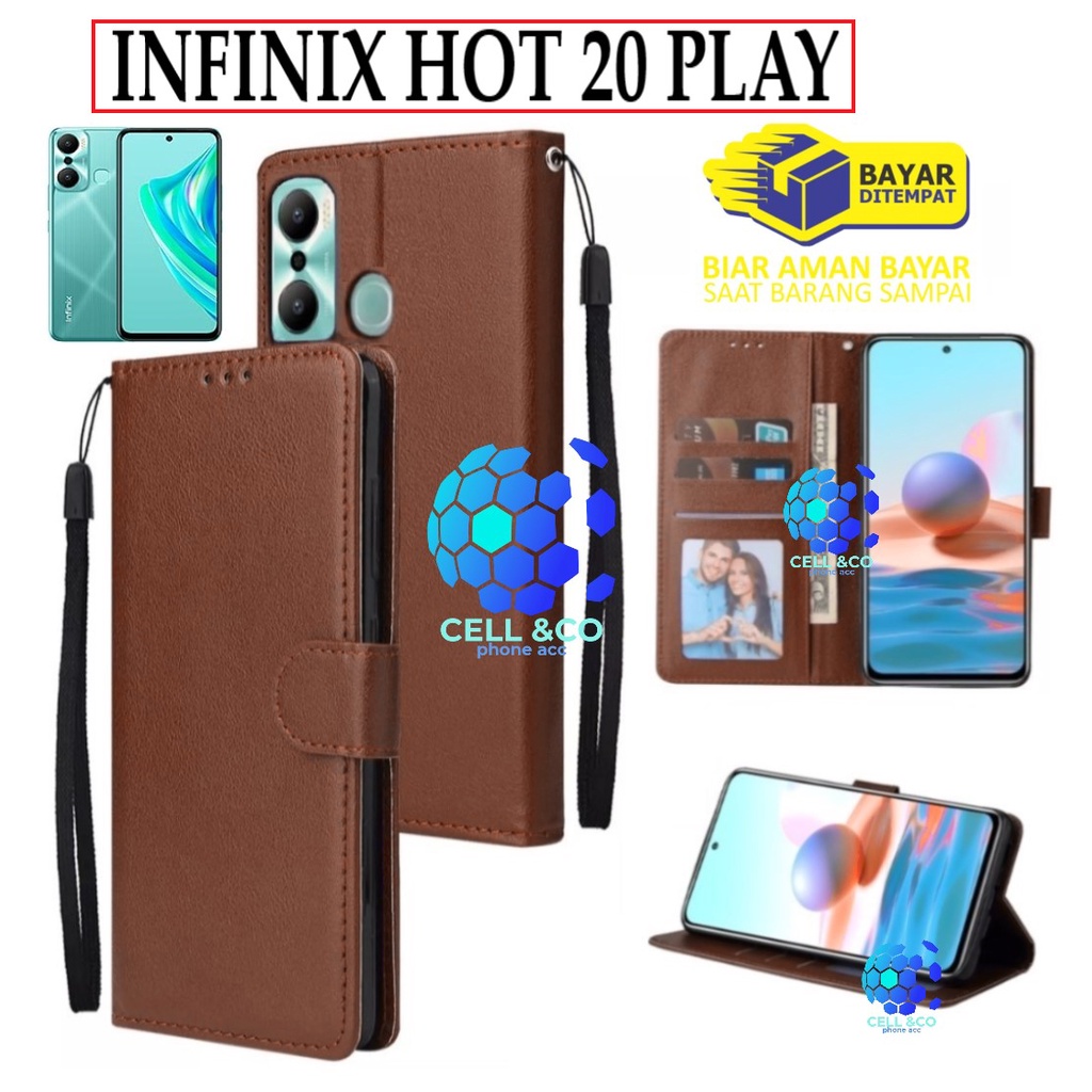 INFINIX HOT 20 PLAY CASE FLIP LEATHER WALLET PREMIUM FLIP CASE BUKA TUTUP KESING HP CASING FLIP CASE WALLET INFINIX HOT 20 PLAY