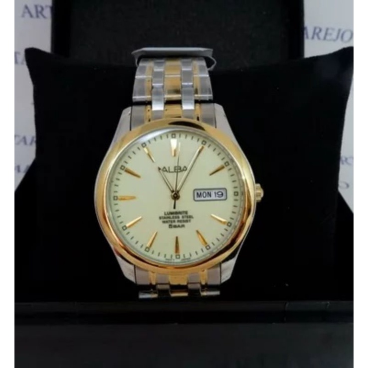 Jam tangan pria alba AXND50X1 Silver Gold Stainless Steel original jam tangan pria alba original