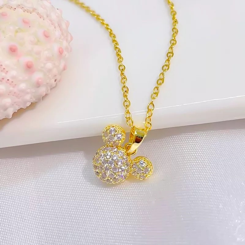 Kalung titanium liontin miki permata anti karat