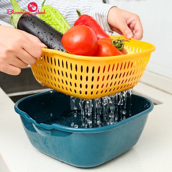 Baskom Saringan Cuci Buah Sayur/ Drain Basket 2 in 1