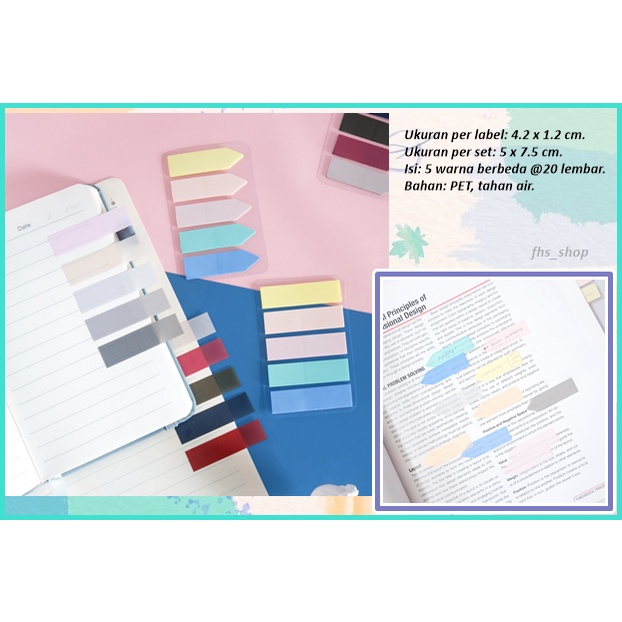 100 Lembar Sticky Notes Transparan Sticky Notes Label Transparan Color Stick Index Page Markers