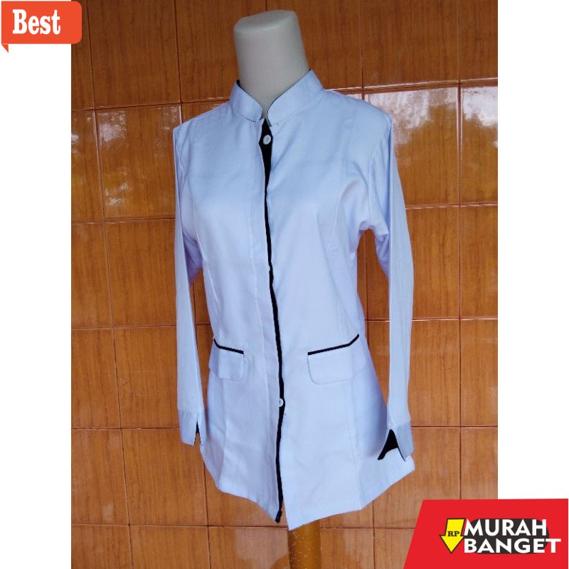 atasan wanita terbaru 2022 Baju Dinas Hitam Putih Polos / Baju Dinas Hitam Putih ASN