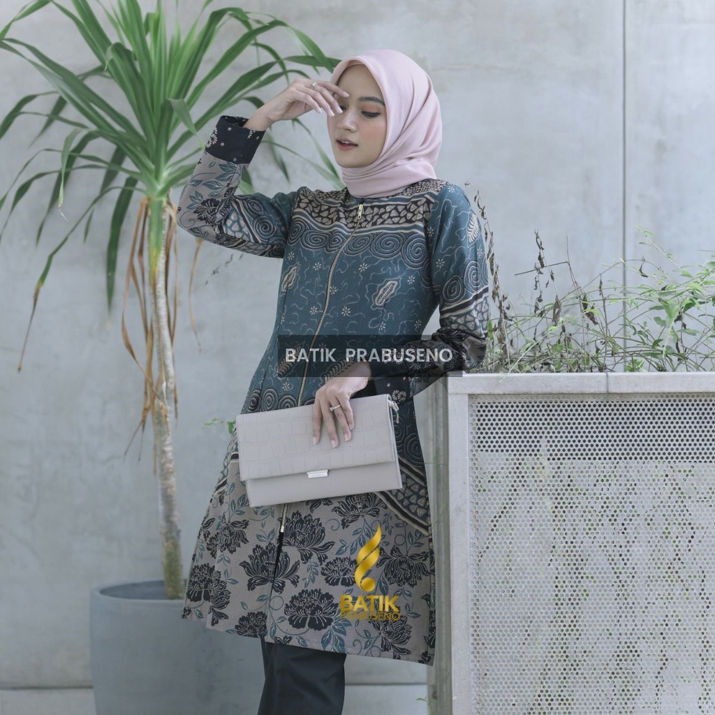Atasan Batik Wanita Tunik Motif Wanda Tosca Dobby Original Asli Batik Prabuseno Solo Baju Atasan Jum
