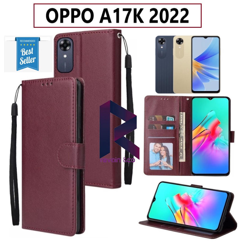 FLIP COVER NEW OPPO A17K 2022 TERBARU FLIP WALLET LEATHER KULIT PREMIUM SARUNG BUKA TUTUP KESING HP FLIP CASE OPPO A17K