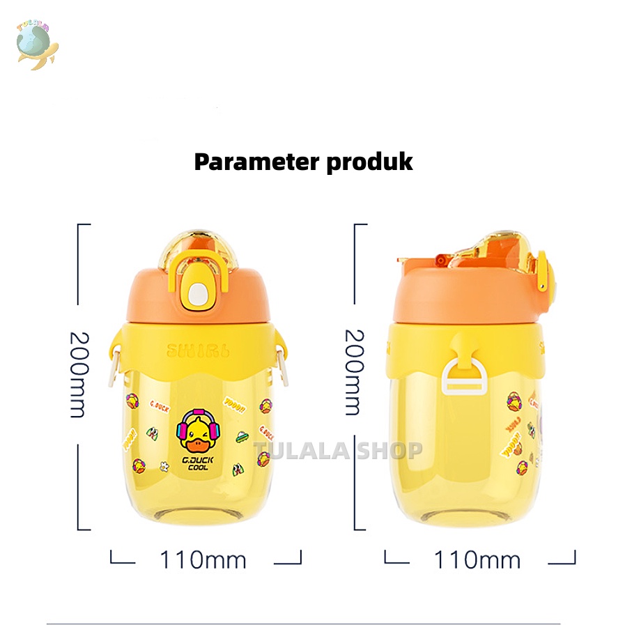 [TULALA SHOP]Botol minunJerami Anak Karakter duck/Botol Minum Import Kualitas Tinggi/Botol Minum Lucu Motif Karakter Imut dengan Sedotan Tempat Air Minum Sedotan Straw Water Bottle Wadah