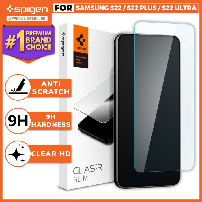 Tempered Glass Samsung Galaxy S22 Ultra Plus Spigen Glas tR Slim HD - S22, 1 Pack