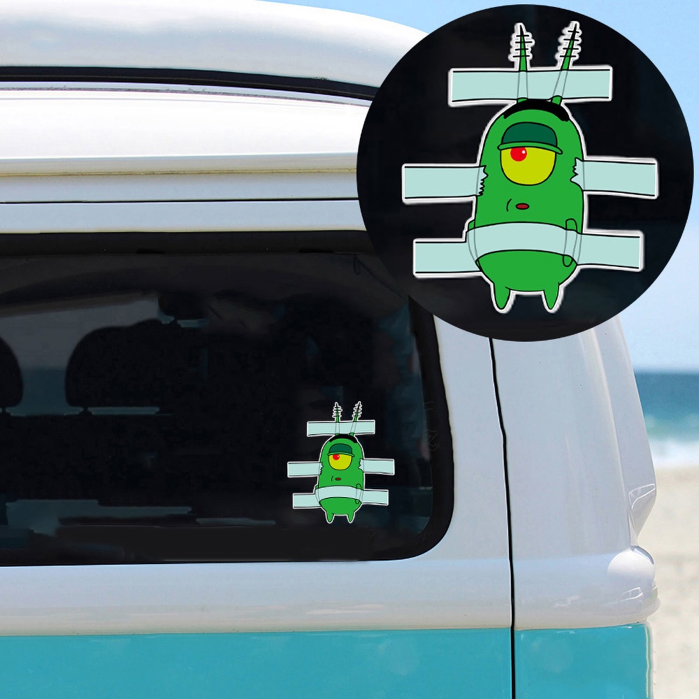 SpongeBob SquarePants Plankton Karakter Kartun Sepeda Motor Stiker Reflektif Plankton Lucu Dekoratif Tahan Air Dekoratif Lucu untuk Honda