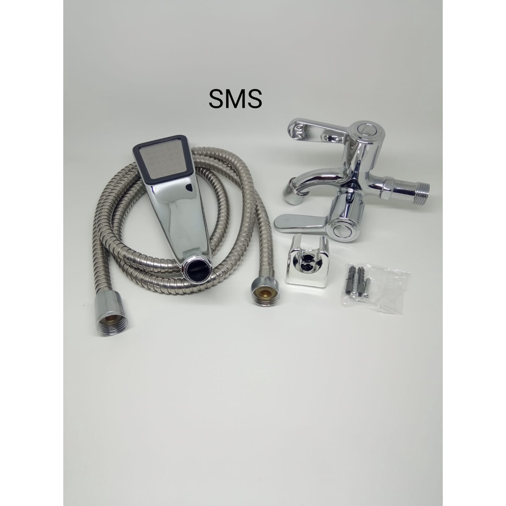 Paket Kran Plus Hand Pancuran Shower 300 lubang komplit Stainless Deras Set