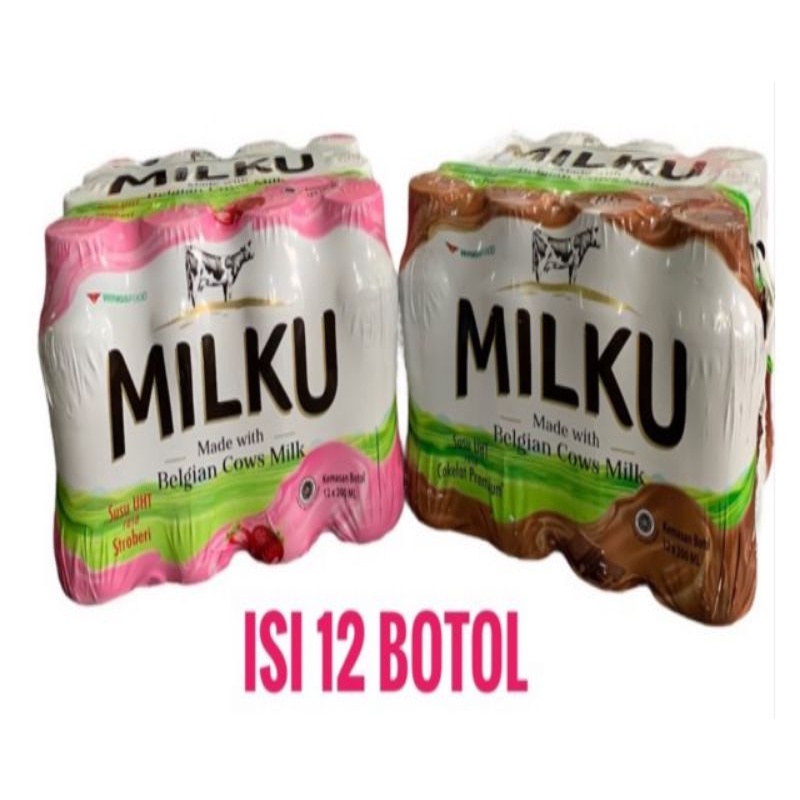 

Milku Susu UHT Coklat Strawberry Botol 200ml 1 Dus Isi 12 Botol