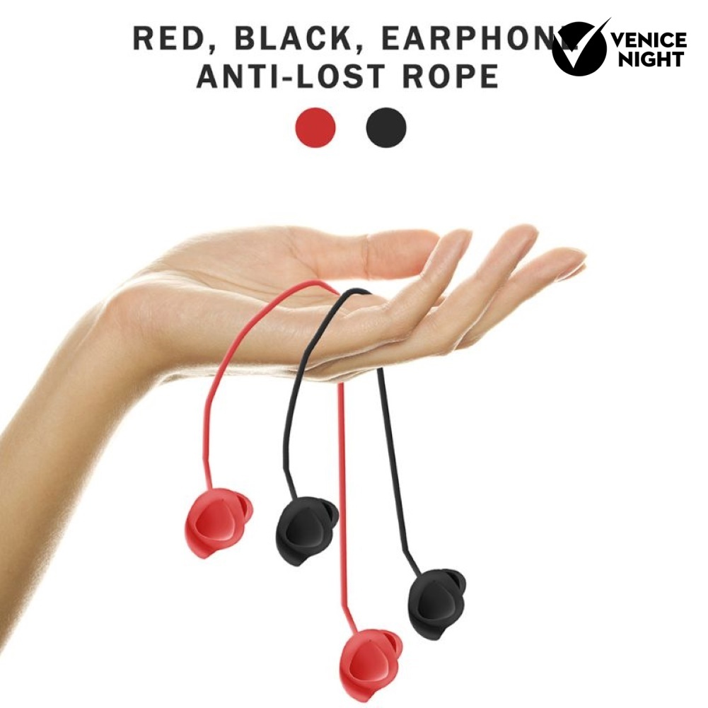 (VNEP) (Berkabel) Headset Tali Silikon Lembut Anti-hilang Tahan Keringat Earphone Kuncup Tali Leher Gantung