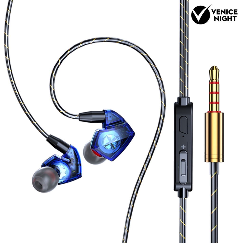 (VNEP) (Berkabel) 3.5mm Dynamic In-ear HiFi Heavy Bass Sport Earphone dengan Mic untuk Ponsel