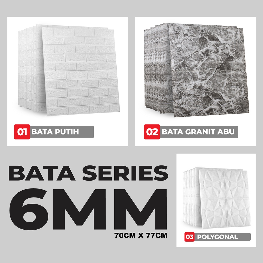 WALLPAPER FOAM 6MM WALLFOAM BATA 3D KAYU PLAFON PROMO 70 x 77 cm
