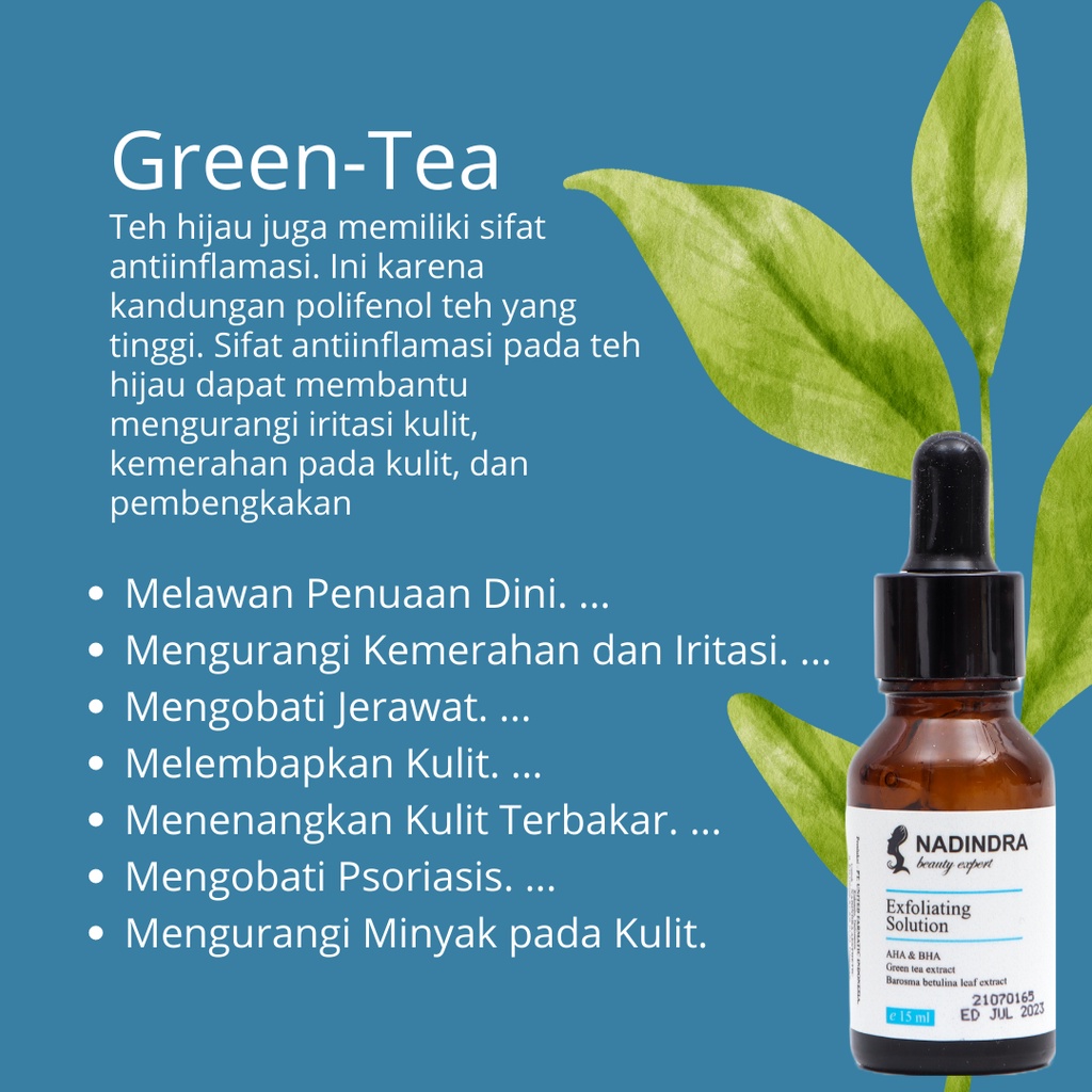 Nadindra Beauty Expert Exfoliating Solution -AHA BHA greentea buchu serum - peeling serum