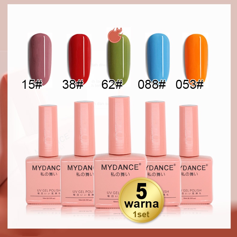 MYDANCE Kutek gel UV set 5 warna 10ml 5pcs Nail gel polish