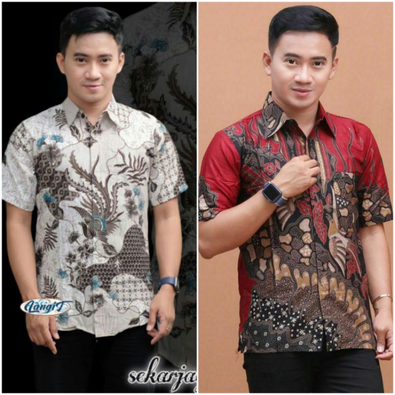 QUEENBUTIK/KEMEJA BATIK PRIA LENGAN PENDEK SIZE M L XL XXL  BSWART BatiK HRB026 Kenongo