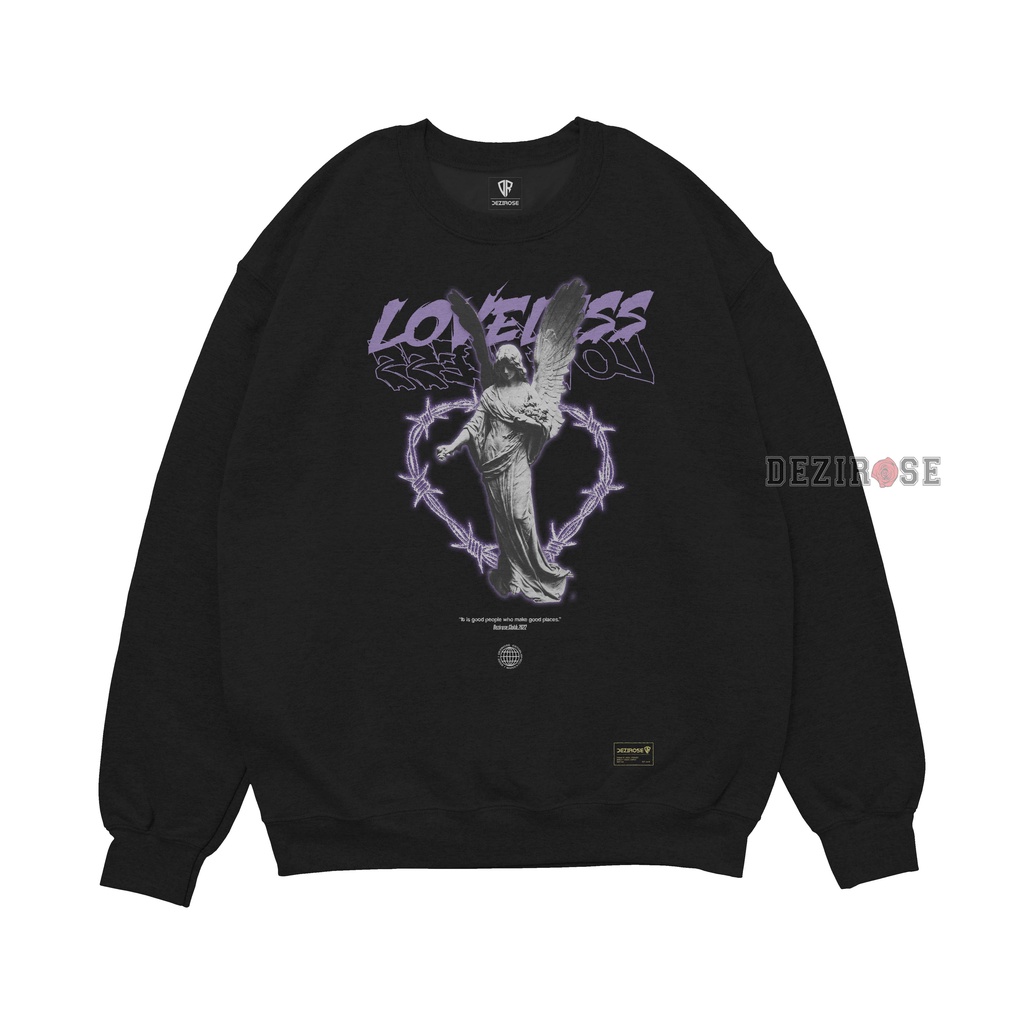 DEZIROSE Sweater Crewneck Loveless Pria &amp; Wanita Distro Original Fleece Tebal Premium Size M L XL XXL