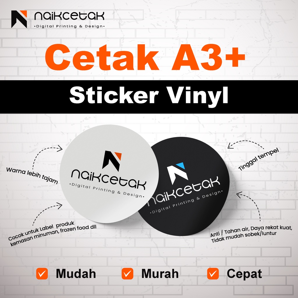 Jual Cetak Print Sticker Kromo A3 Vinyl Putih Glossy Sehari Jadi Label Produk Shopee 6956