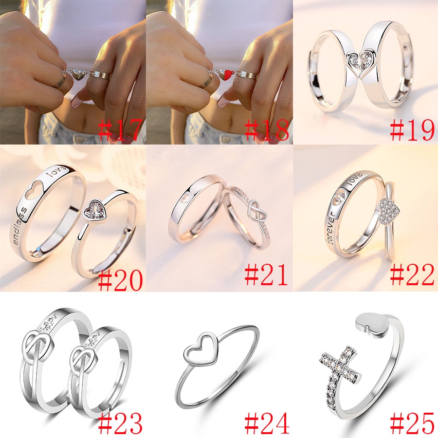 Cincin Model Terbuka Bahan Sterling Silver 925 Desain Hati Gaya Korea Adjustable Untuk Wanita