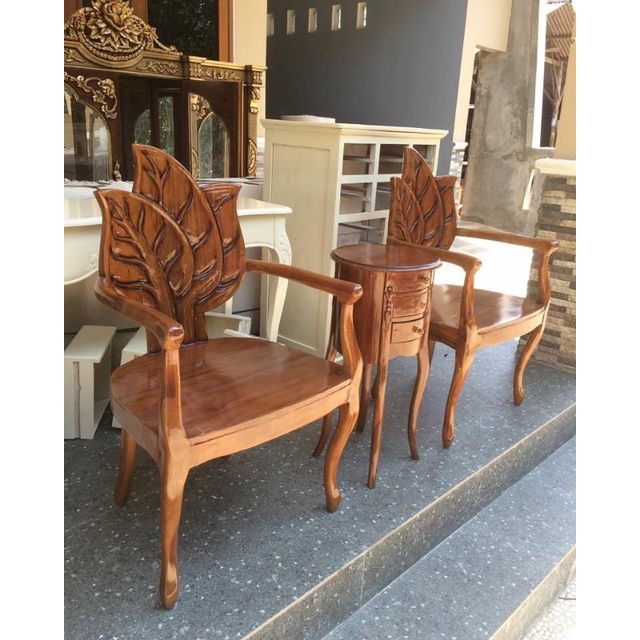 Set kursi teras daun, Set kursi teras murah, set kursi teras jati