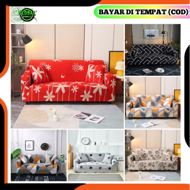 COVER SOFA ELASTIS Sarung Sofa 1 2 3 4 Seater Sarung Pelindung Sofa Siku Sudut L Shaped