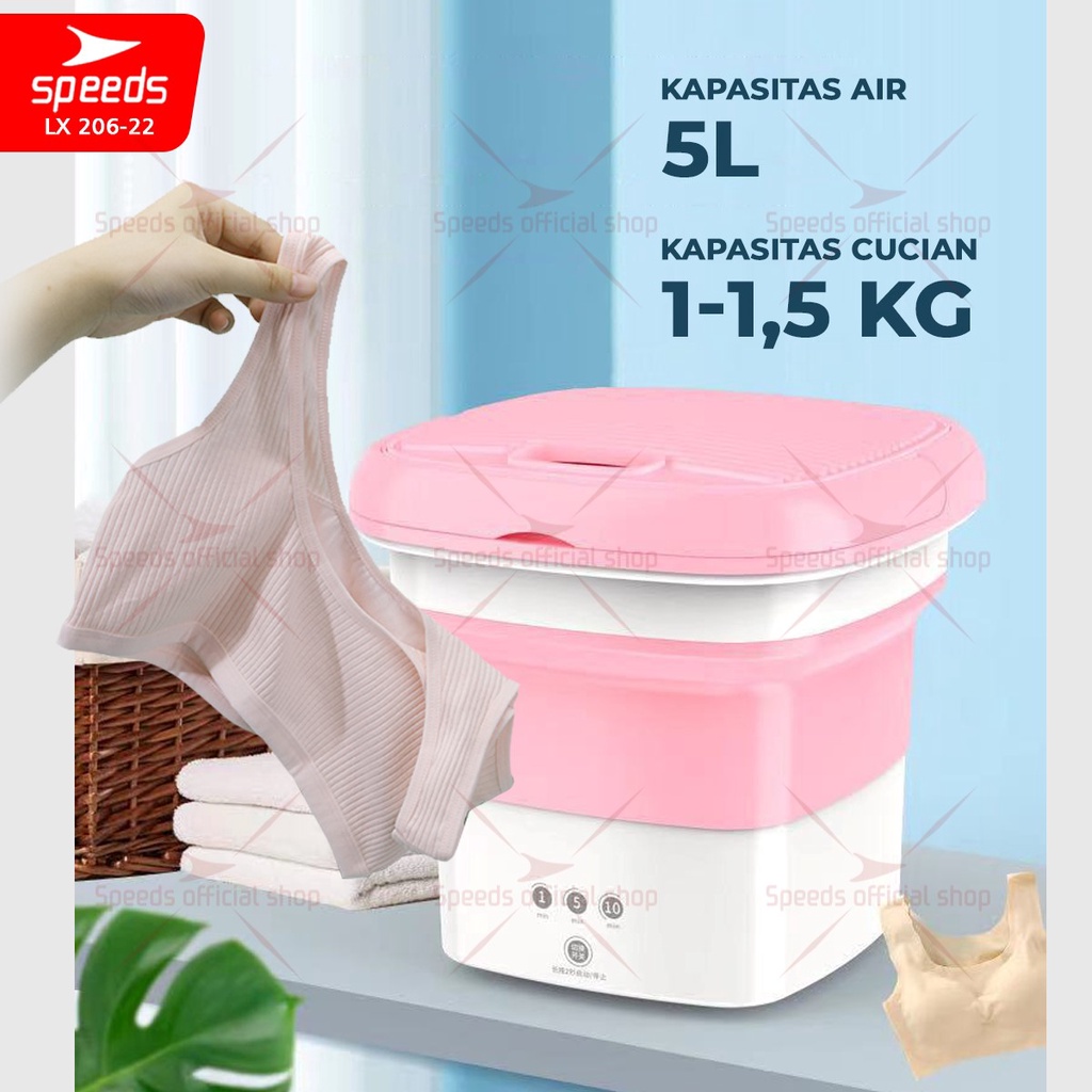 SPEEDS Mesin Cuci Portabel Mini Dapat Dilipat Pencuci Pakaian dan Kain Washing Machine 206-22