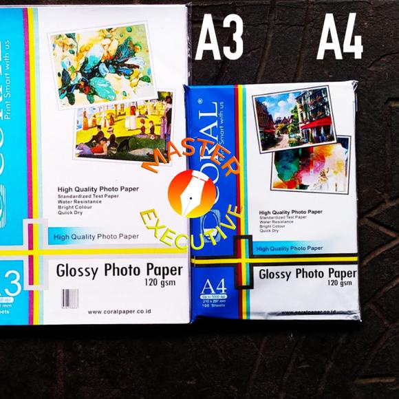 

Coral Glossy Photo Paper A3 120 gsm 50 lbr / Kertas Foto Brosur