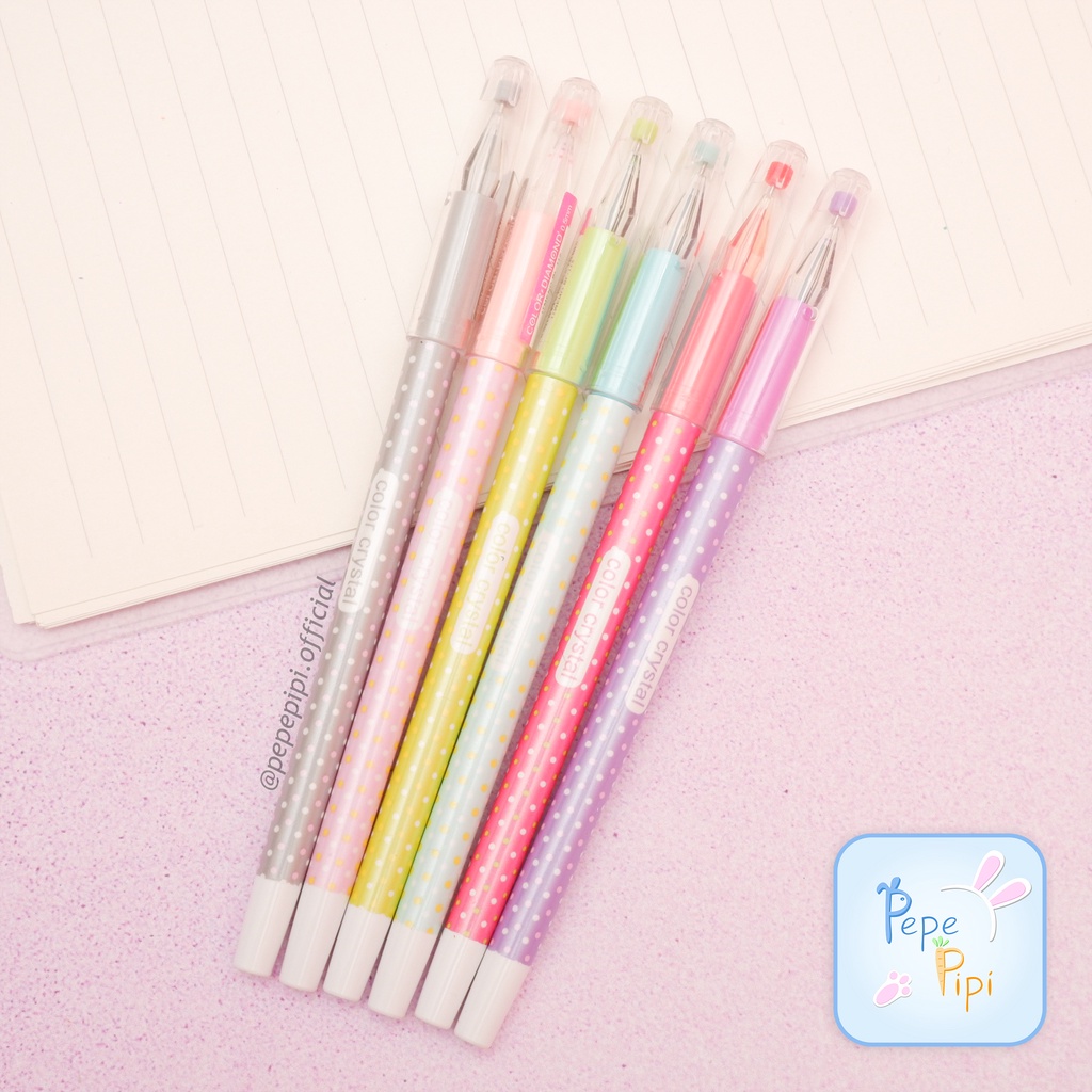 Pena Gel Itmeno BL-112 Color Crystal Polkadot Pen Bolpen Pulpen Bolpoin polka dots