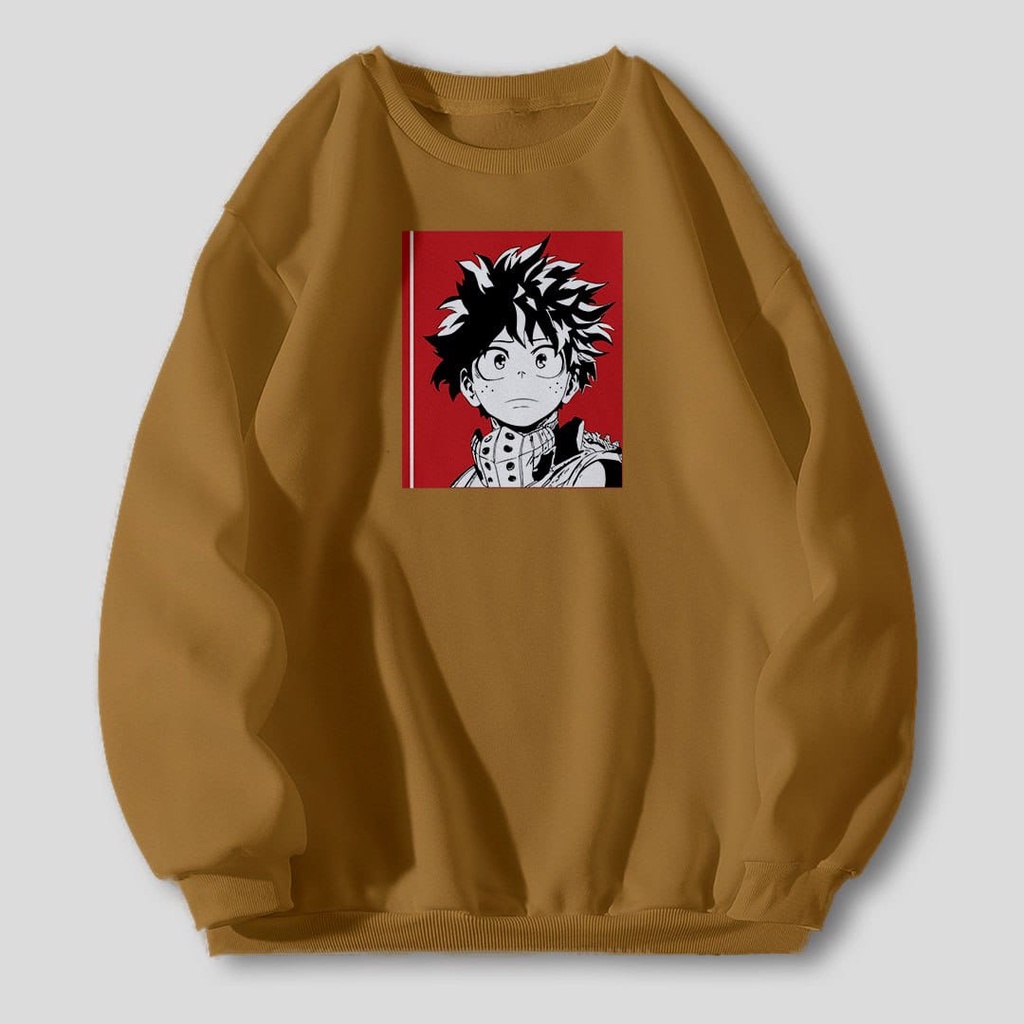 ANIME SWEATER UNISEX OVERSIZE MIDORIYA /// CREWNECK UNISEX SIZE M TO XXL FLEECE TEBAL KEKINIAN TERBARU''