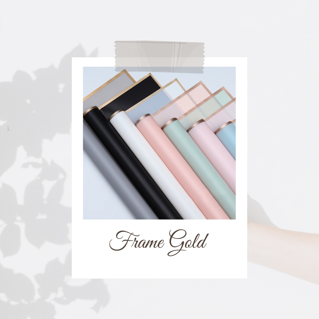 

[ECER PER LEMBAR] KERTAS BUNGA CELLOPHANE FRAME GOLD/WRAPPING PAPER/WRAP BUNGA/FLOWER WRAP/PEMBUNGKUS KERTAS WATERPROOF