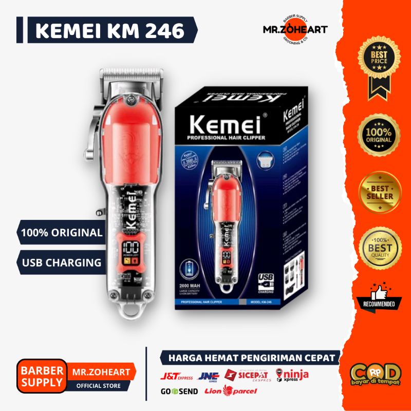 Mesin Cukur Kemei KM 246 Original Transparan Clipper Kemei Mesin Cukur Transparant