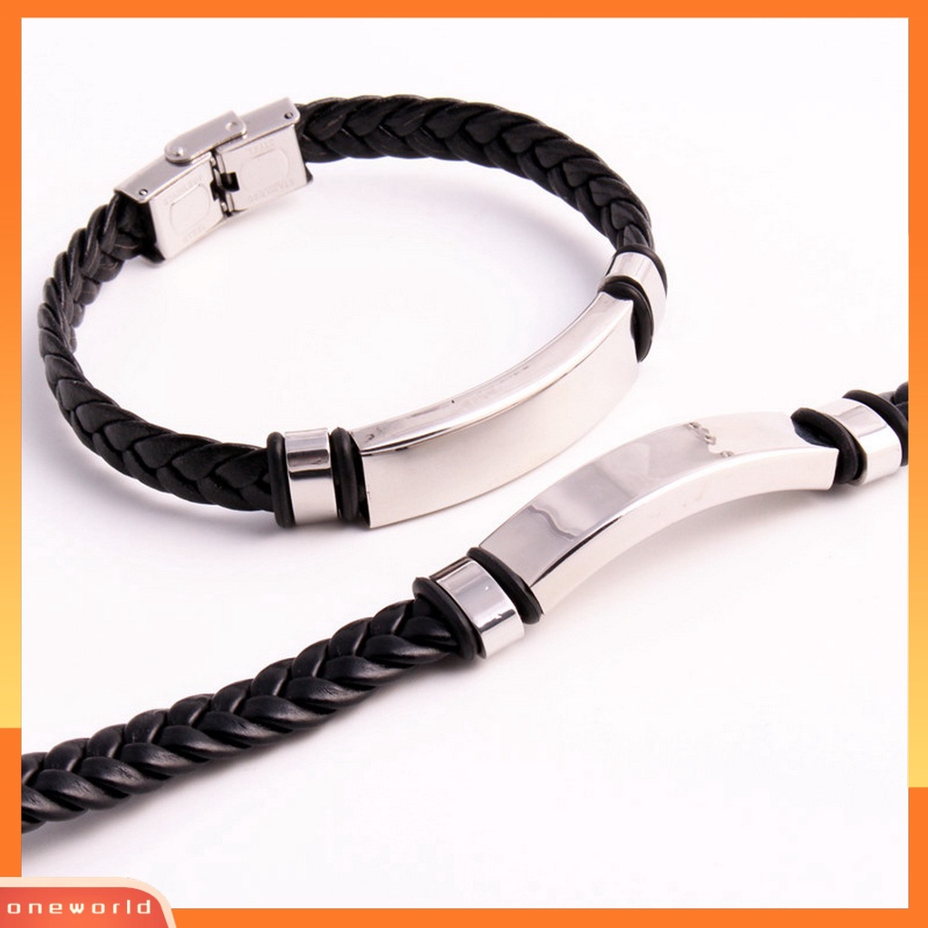 Gelang Kepang Bahan Kulit Imitasi Dengan Buckle Adjustable Untuk Pria