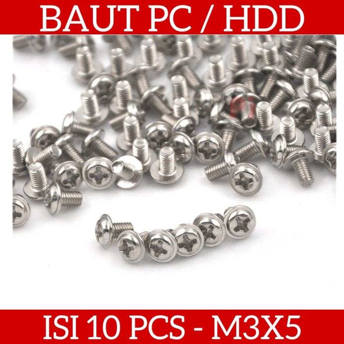 Isi 10 Pcs Baut Skrup Untuk Komputer PC CPU SSD HDD ukuran M3 x 5mm