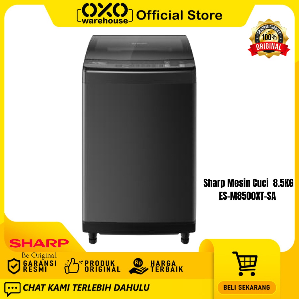 Sharp Mesin Cuci ES-M8500XT-SA 1 Pintu 8.5Kg Top Loading  Low Watt Garansi Resmi