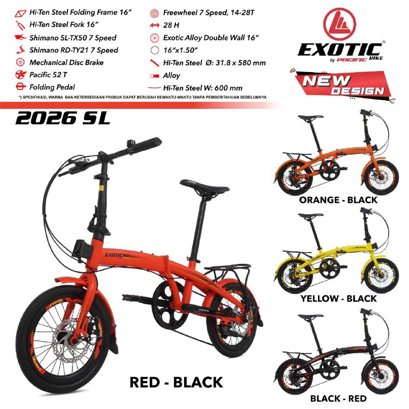Sepeda Lipat 16 inch Exotic 2026 SL Shimano 7 Speed NEW 2022