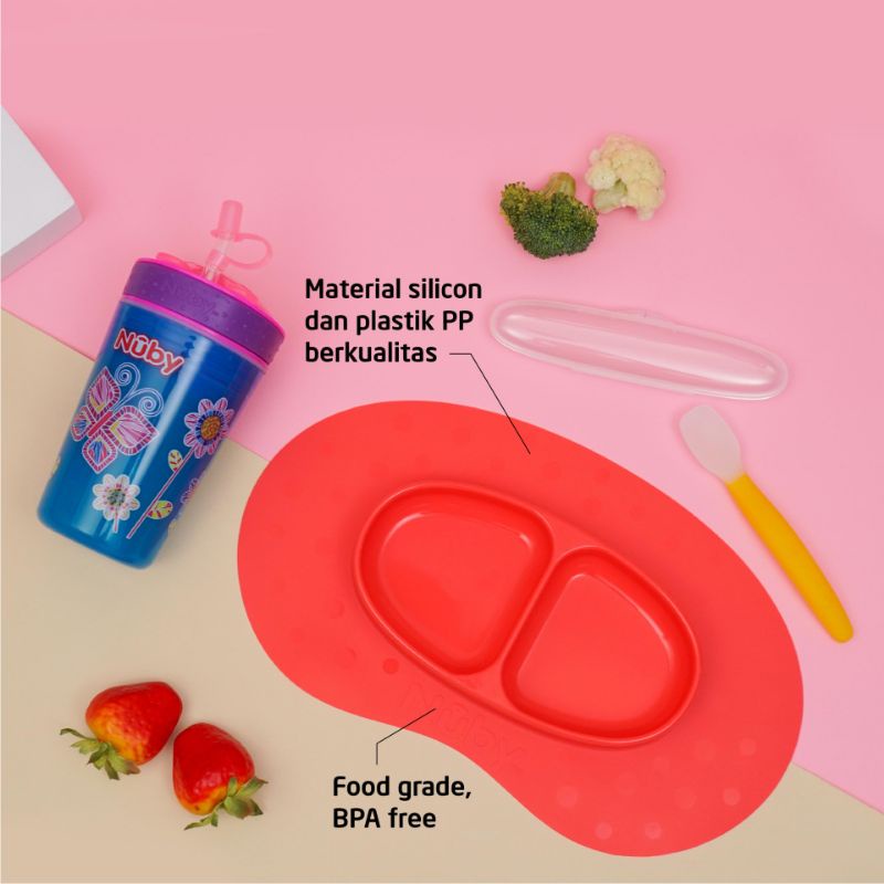 Nuby Perlengkapan Makan Bayi Set Lengkap Pink/Alat Makan Bayi/Peralatan Bayi/Alat Makan