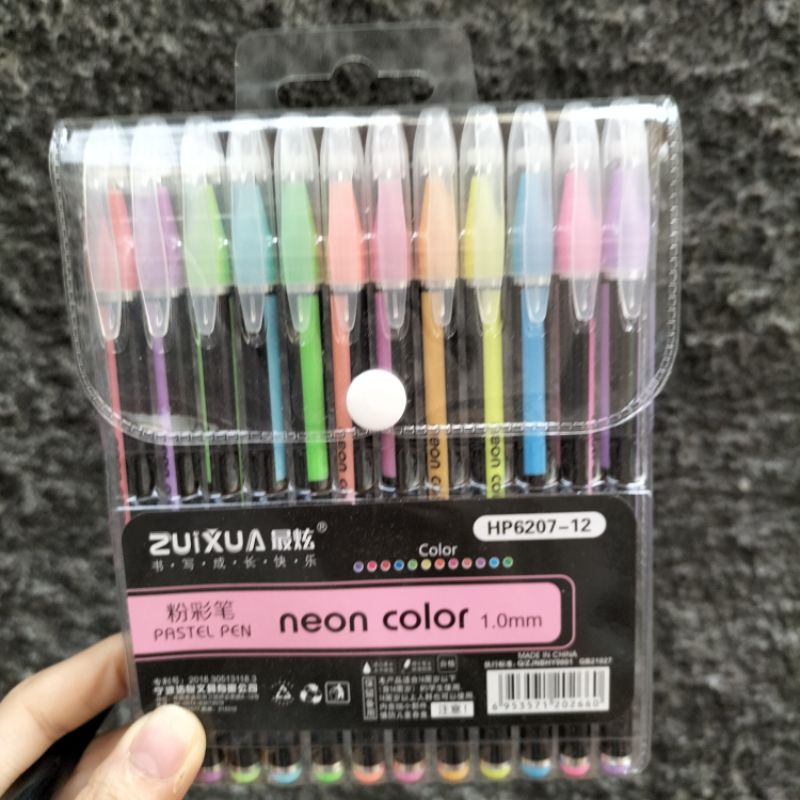 [per SET] Bolpen/ pulpen 12warna zuixua 6207 neon