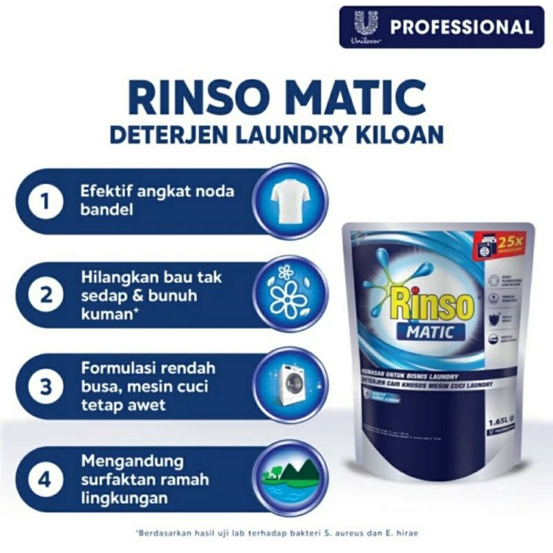 Rinso Matic Professional 1.65L 1650ml Laundry Pouch Refill