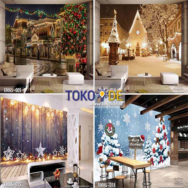 3D Wallpaper Custom Walpaper Natal Sticker Stiker Dekorasi Hiasan Dinding Christmas