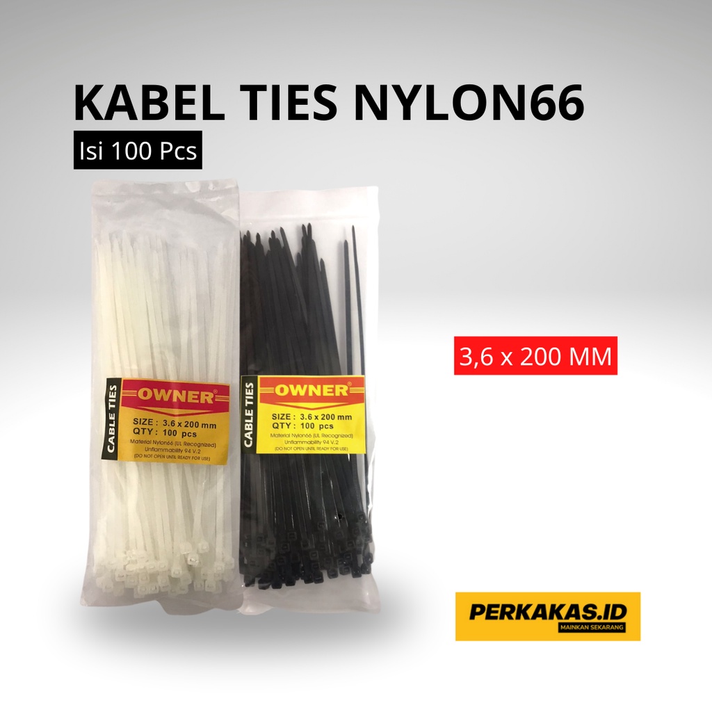 Kabel Ties Hitam Putih 10cm 15cm 20cm 25cm 30cm Isi 100Pcs OWNER