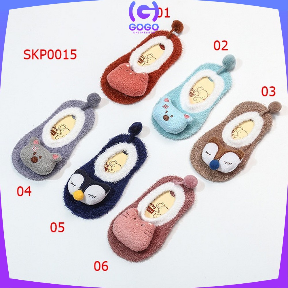 GOGO-P15 Sepatu Prewalker Kaos Kaki Korea Anak Bayi Kaus Kaki Bulu Lembut Motif Animal Baby Socks