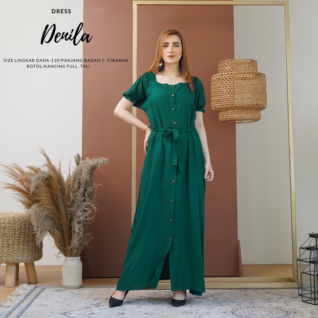 Denila Dress Panjang Bahan Rayon Polos Daster Kekinian Terbaru