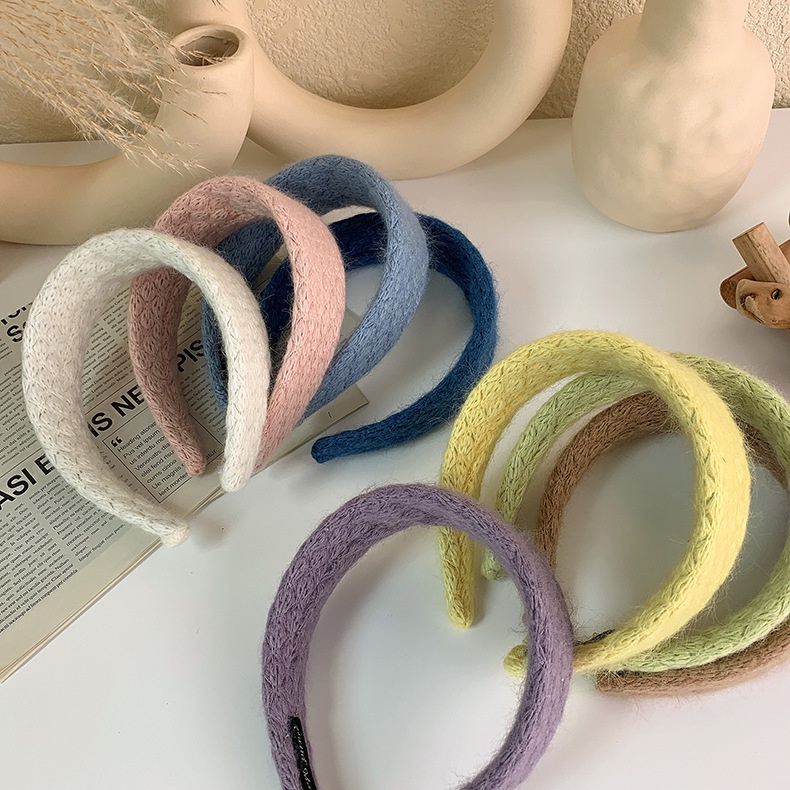 BANDO KAIN LEBAR TEKSTUR SOFT COLOR WARNA POLOS PASTEL BENDO HEADBAND HAIRBAND KOREA KOREAN WIDE FURRY