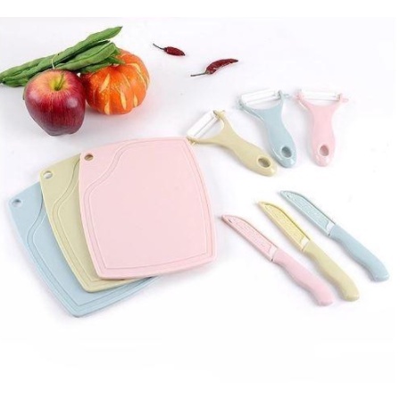 Pisau Set Keramik 3 in 1 Talenan Set Knife Set Peeler Buah