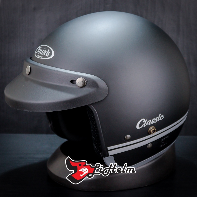 Jual HELM INJAK BOGO 06 LINE | BLACK DOFF | CLASSIC RETRO | Shopee ...
